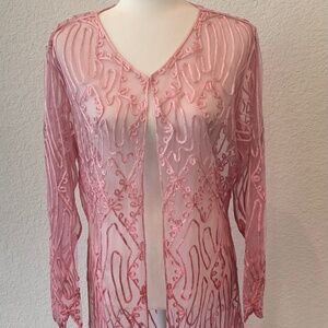 Beautiful Pink evening Kimono length jacket.